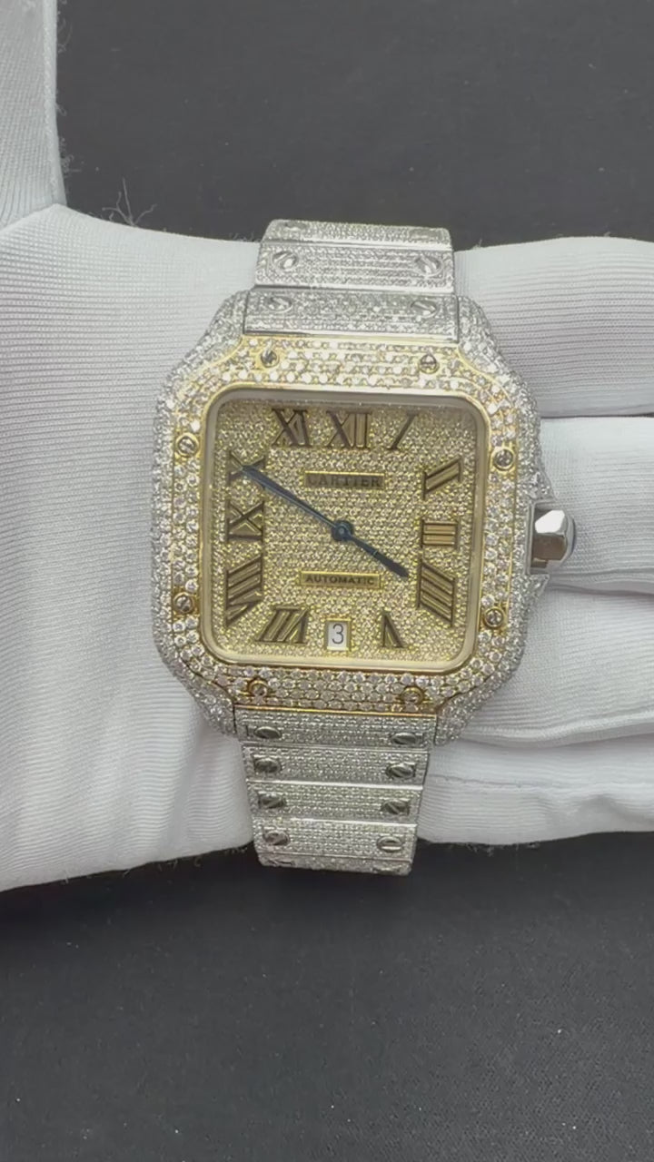 Cartier Santos 40mm Two-Tone 18K Yellow Gold & Steel Roman Diamond Dial Ref. WSSA0009