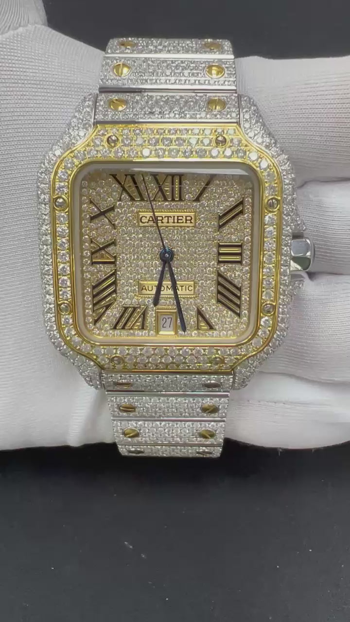Cartier Santos 40mm Two-Tone 18K Yellow Gold & Steel Roman Diamond Dial Ref. WSSA0018