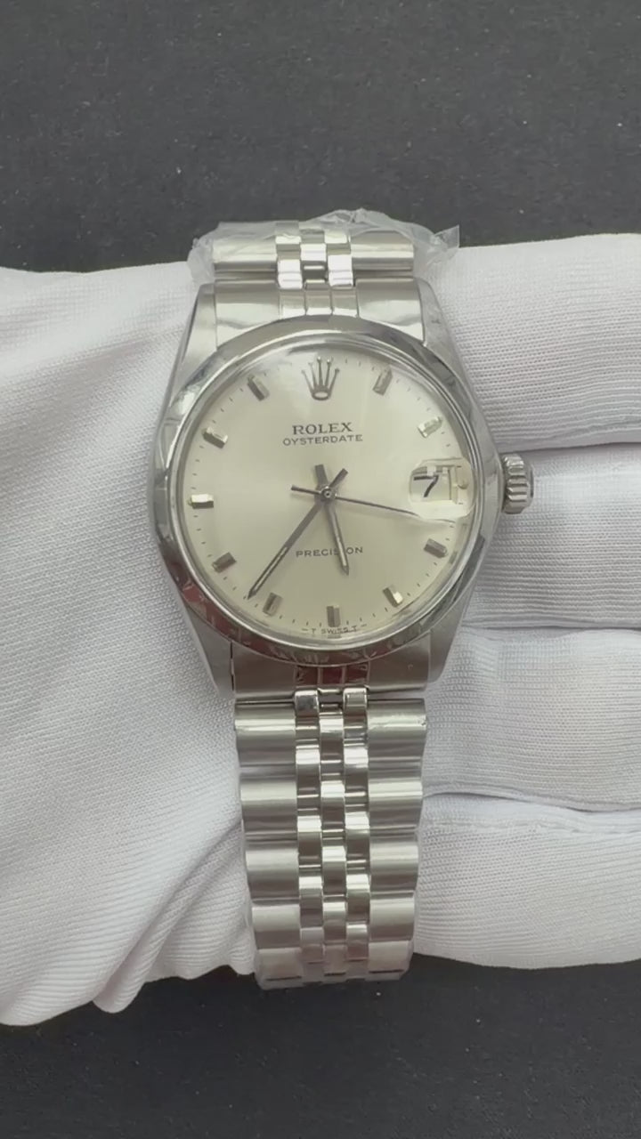 Rolex Oysterdate 34mm Stainless Steel Silver Dial