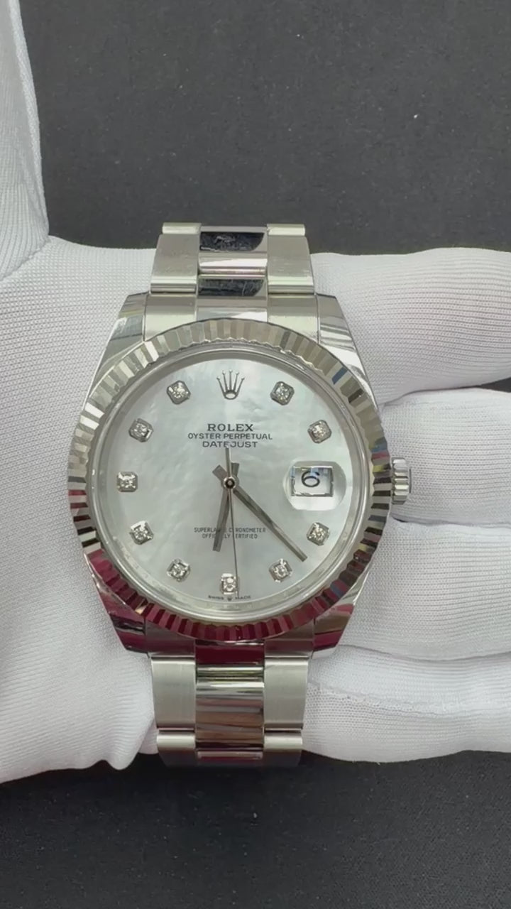 Rolex Datejust 41mm Stainless Steel MOP Diamond Dial Ref. 126334