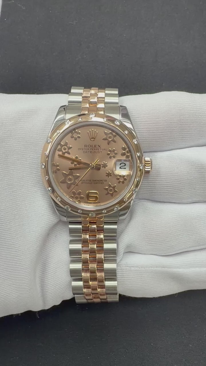 Rolex Datejust 31mm Two-Tone 18K Rose Gold & Steel Pink Floral Dial Ref. 178341
