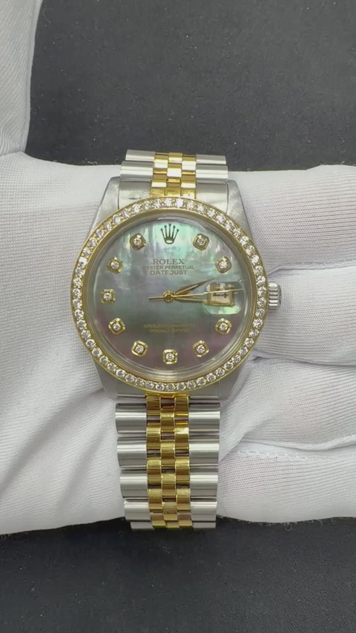 Rolex Datejust 36mm Two-Tone 18K Yellow Gold & Steel Slate MOP Diamond Dial