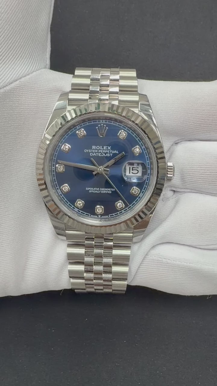 Rolex Datejust 41mm Stainless Steel Blue Diamond Dial Ref. 126334