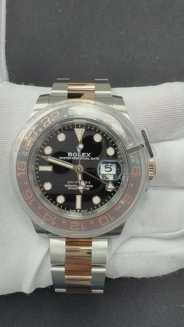 Rolex GMT Master II 40mm Two-Tone 18K Rose Gold & Steel Black Dial Ref. 126711CHNR