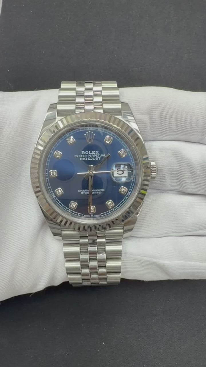 Rolex Datejust 41mm Stainless Steel Blue Diamond Dial Ref. 126334