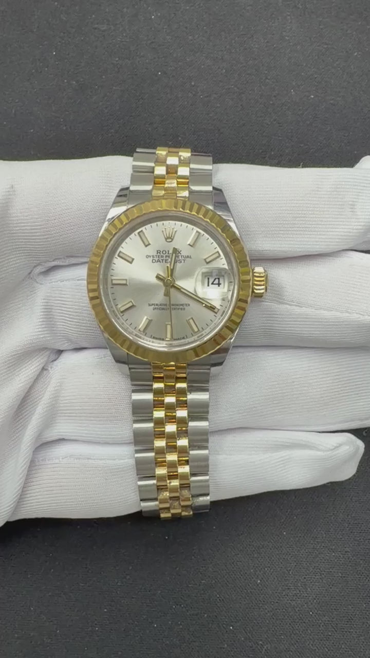 Rolex Lady Date Just 28mm Two-Tone 18K Yellow Gold & Steel White Dial Ref. 279173