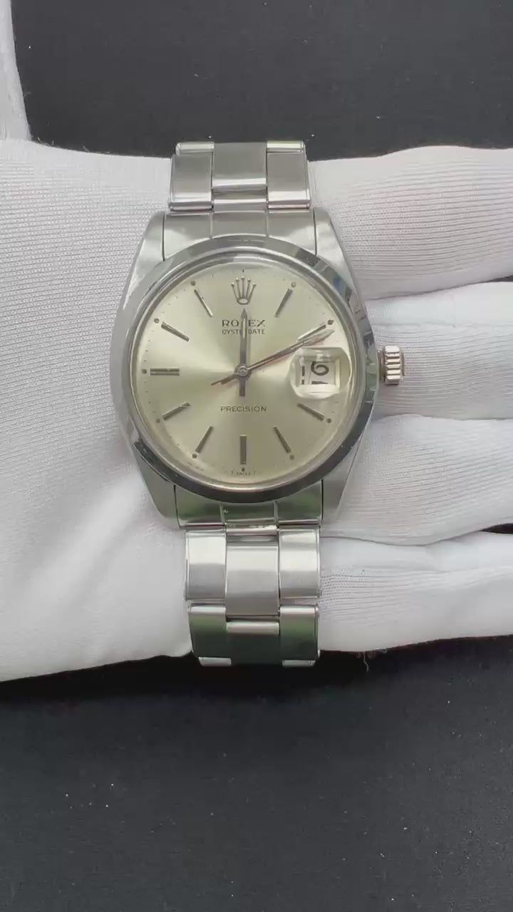 Rolex Oysterdate 34mm Stainless Steel Silver Dial Ref. 6694