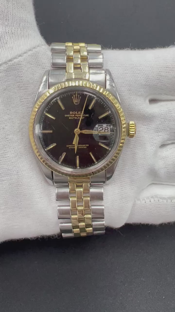 Rolex Datejust 36mm Two-Tone 18K Yellow Gold & Steel Black Dial Ref. 16013
