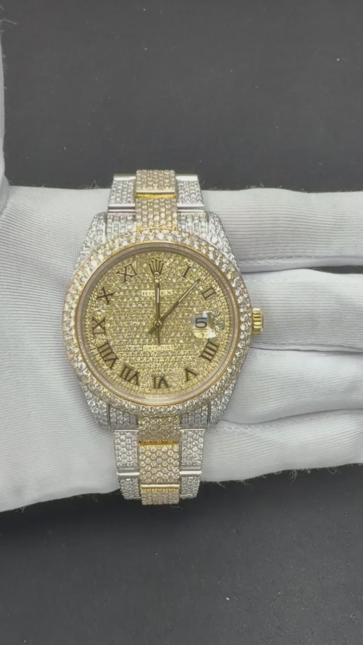 Rolex Datejust 41mm Two-Tone 18K Yellow Gold & Steel Roman Diamond Dial Ref. 126300