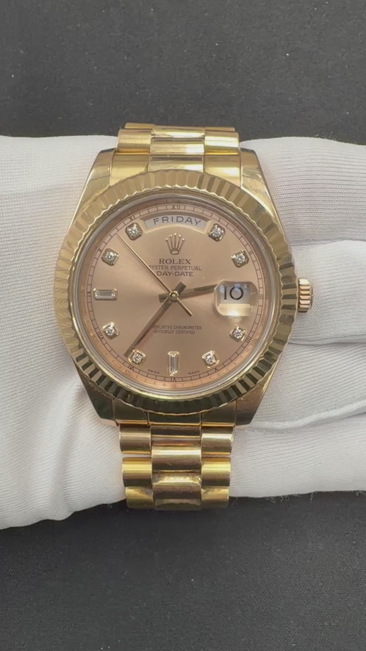 Rolex Day-Date II 41mm 18K Rose Gold Pink Diamond Dial Ref. 218235