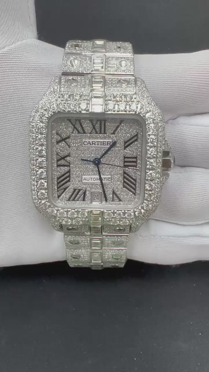 Cartier Santos 40mm Stainless Steel Roman Diamond Dial Ref. WSSA0018