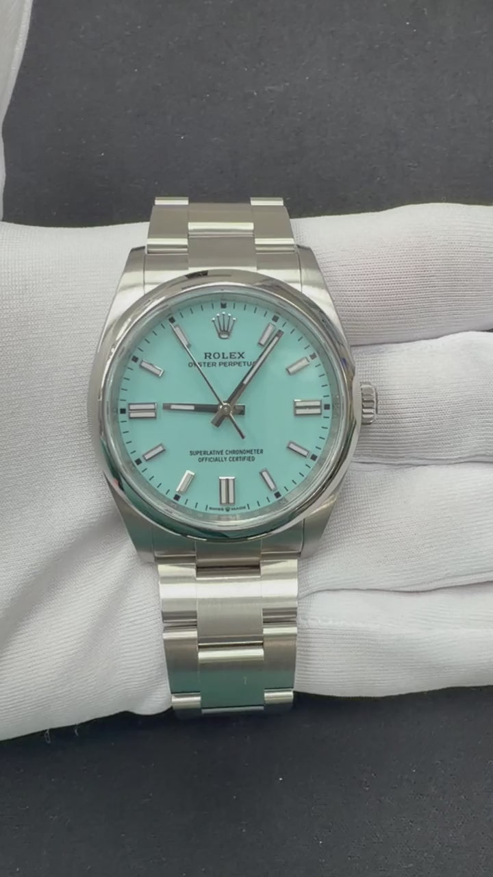 Rolex Oyster Perpetual 36mm Stainless Steel Turquoise Blue Dial Ref. 126000
