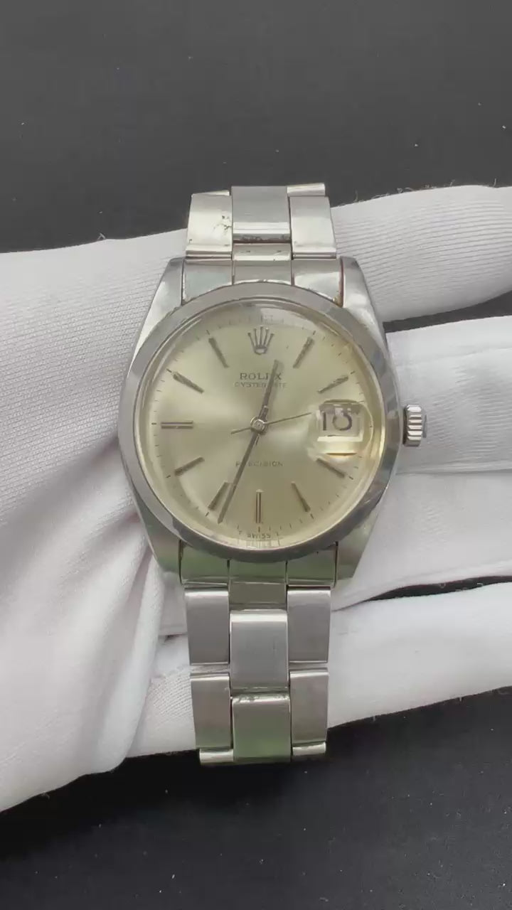Rolex Oysterdate 34mm Stainless Steel Silver Dial Ref. 6694