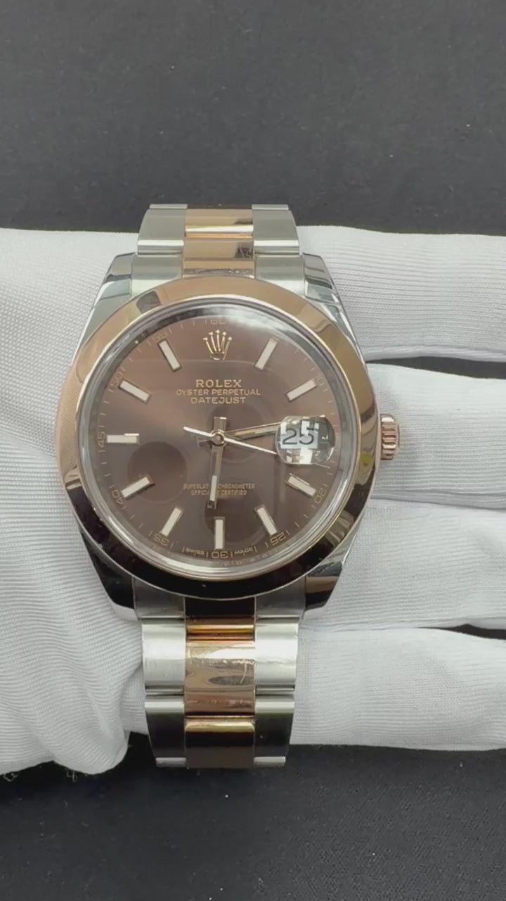 Rolex Datejust 41mm Two-Tone 18K Rose Gold & Steel Chocolate Dial Ref. 126301