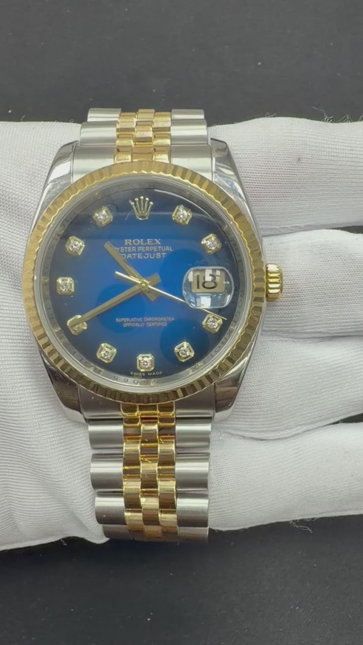 Rolex Datejust 36mm Two-Tone 18K Yellow Gold & Steel Blue Ombre Diamond Dial