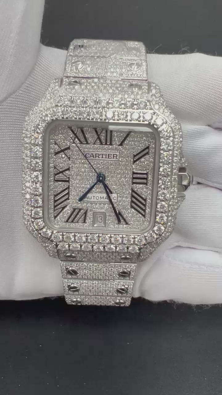 Cartier Santos 40mm Stainless Steel Roman Diamond Dial Ref. WSSA0018